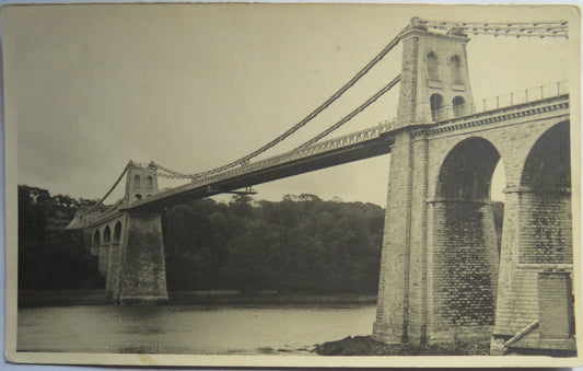 Vintage Postcard of Menai Straits Suspension Bridge