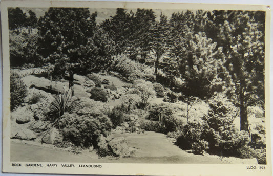 Vintage Postcard of Rock Gardens Happy Valley, Llandudno 1959