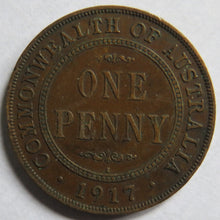 Load image into Gallery viewer, 1917-I King George V Australia One Penny Coin
