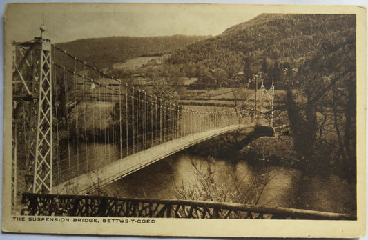 Vintage Postcard of The Suspension Bridge, Bettws-Y-Coed
