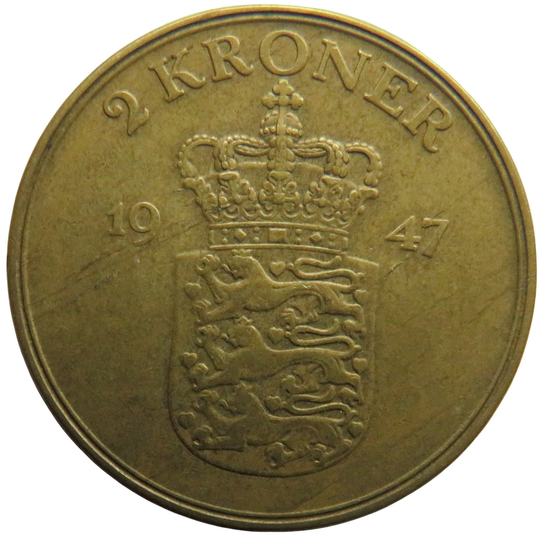 1947 Denmark 2 Kroner Coin