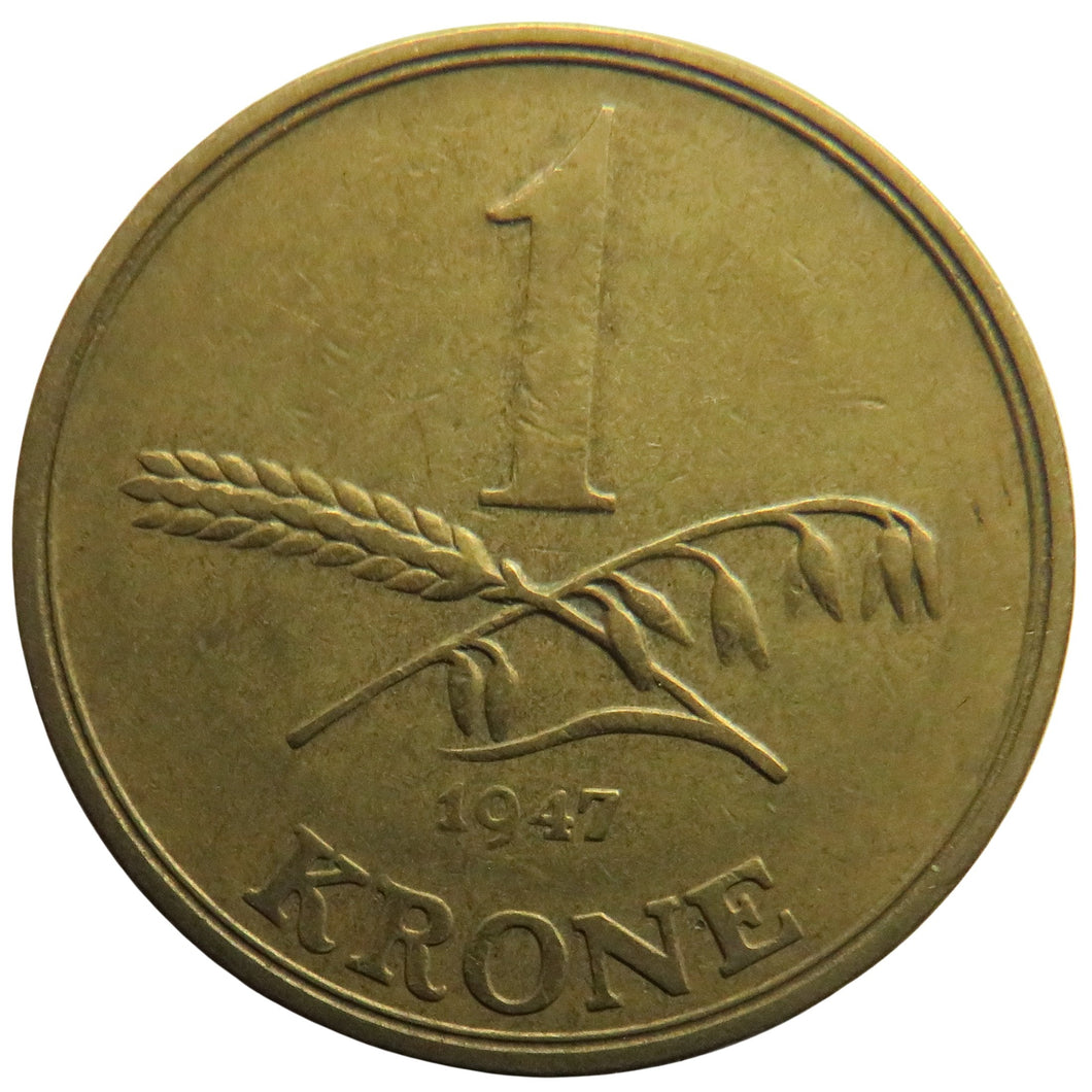 1947 Denmark One Krone Coin