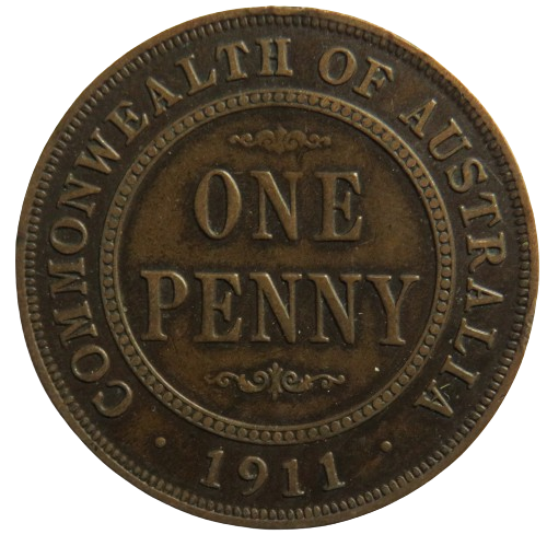 1911 King George V Australia One Penny Coin