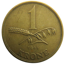 Load image into Gallery viewer, 1945 Denmark One Krone Coin
