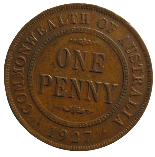 1927 King George V Australia One Penny Coin