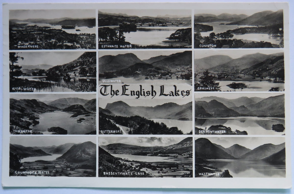 Vintage Multiview Postcard of The English Lakes, featuring 12 lake images image 1