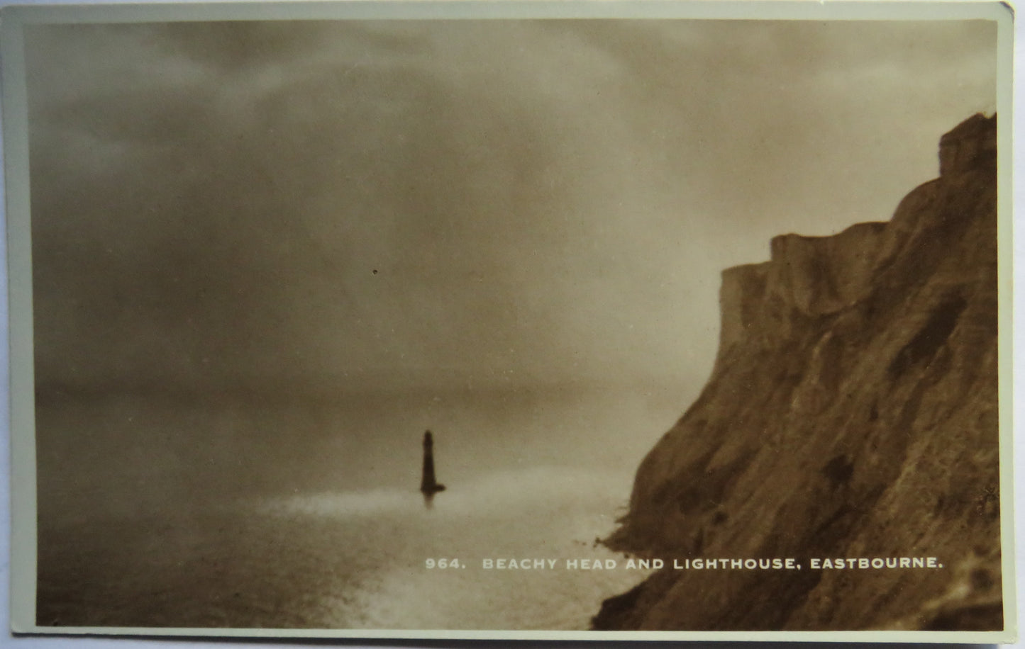 Vintage Postcard of Beachy Head and Lighthouse, Eastbourne