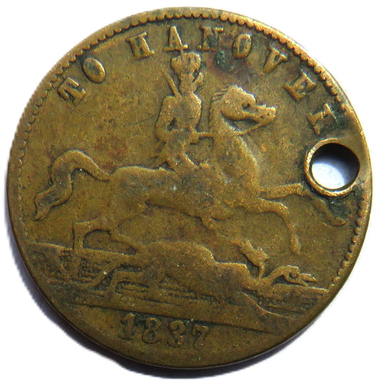 1837 Queen Victoria " To Hanover" Cumberland Jack Token