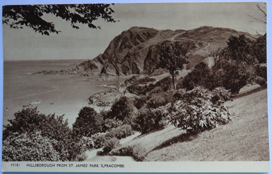 Vintage Postcard of Hillsborough From St. James' Park, Ilfracombe image 1