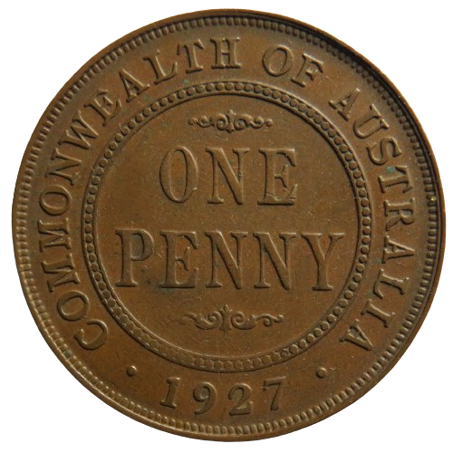 1927 King George V Australia One Penny Coin