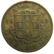 Load image into Gallery viewer, 1942 King George VI Jamaica One Penny Coin
