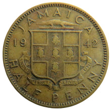 Load image into Gallery viewer, 1942 King George VI Jamaica Halfpenny Coin
