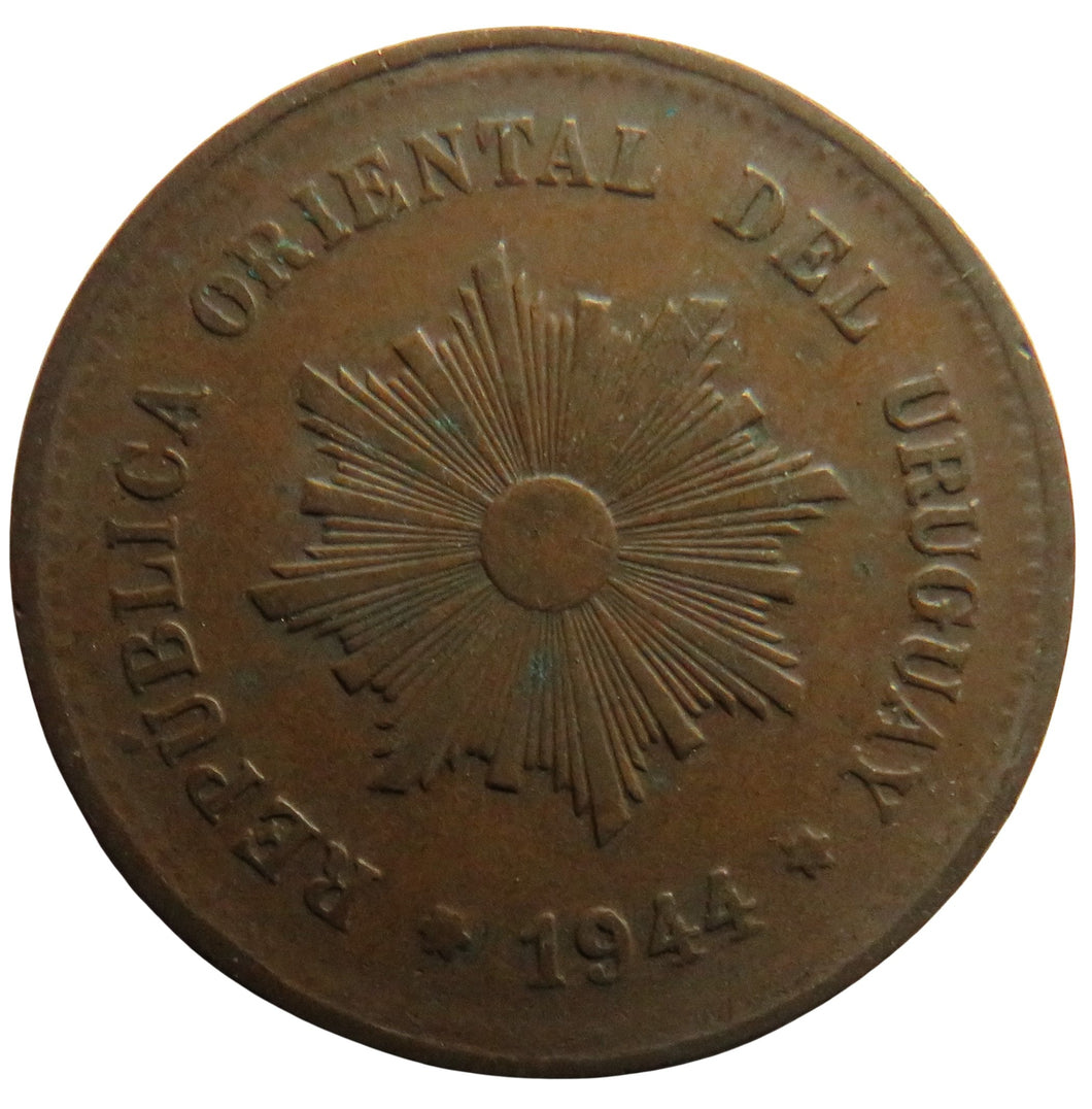 1944 Uruguay 5 Centimos Coin