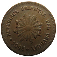 Load image into Gallery viewer, 1943 Uruguay 2 Centimos Coin
