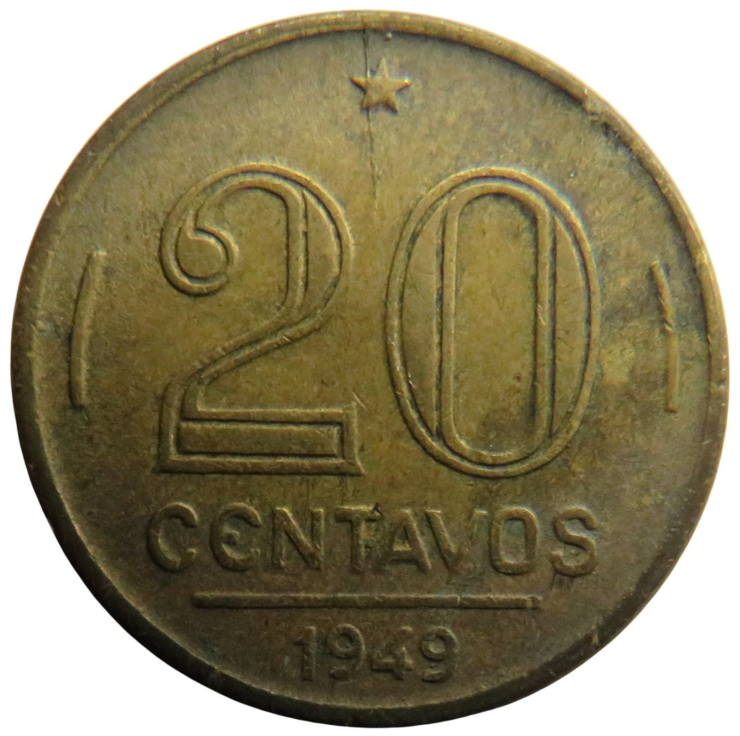 1949 Brazil 20 Centavos Coin