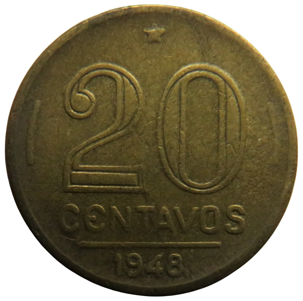 1948 Brazil 20 Centavos Coin