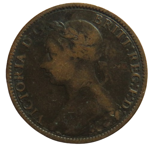 1893 Queen Victoria Bun Head Farthing Coin - Great Britain