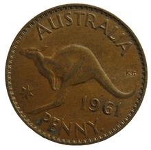 Load image into Gallery viewer, 1961 Queen Elizabeth II Australia One Penny Coin
