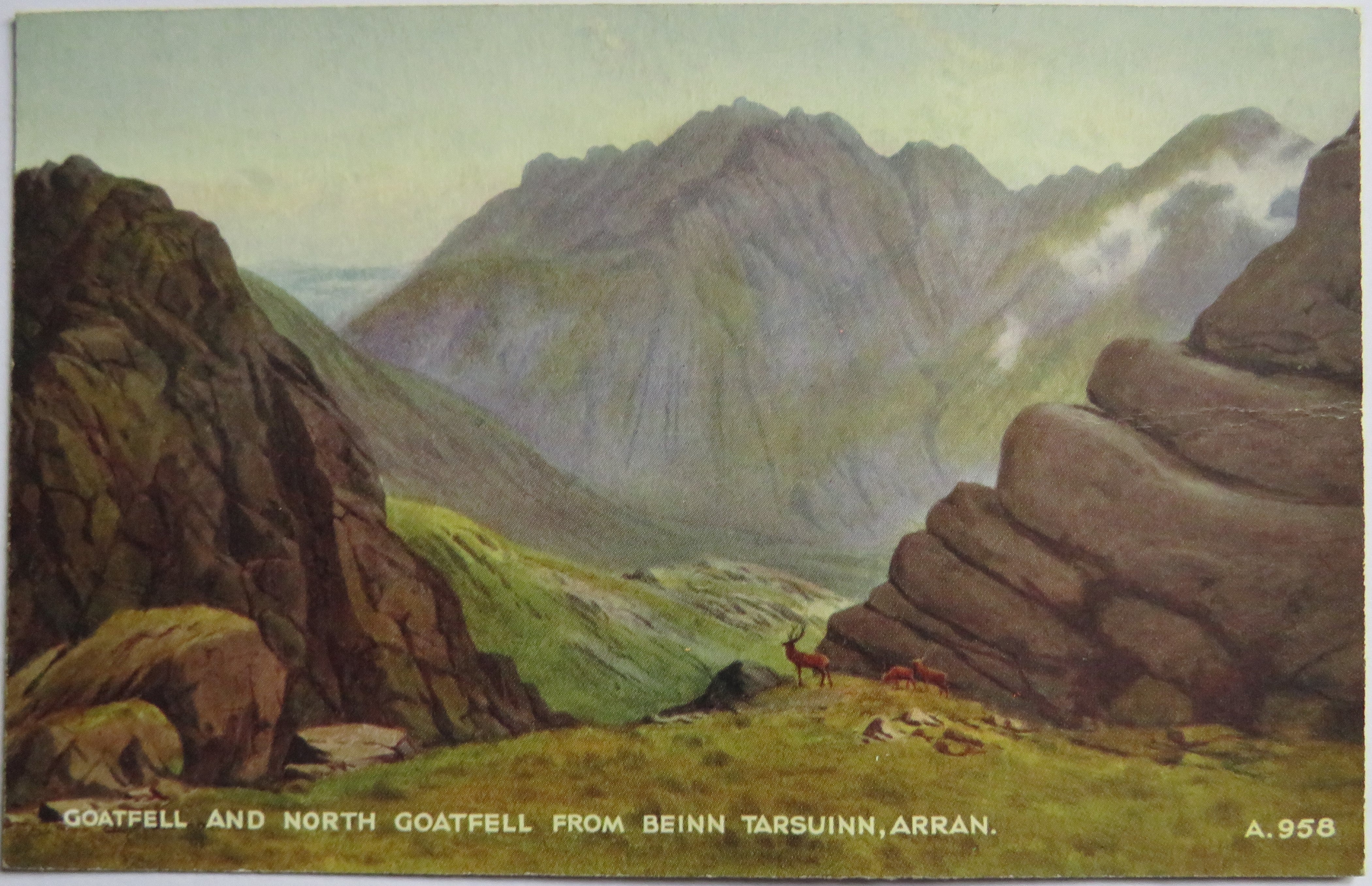 Vintage Postcard of Goatfell and North Goatfell From Beinn Tarsuinn Ar ...
