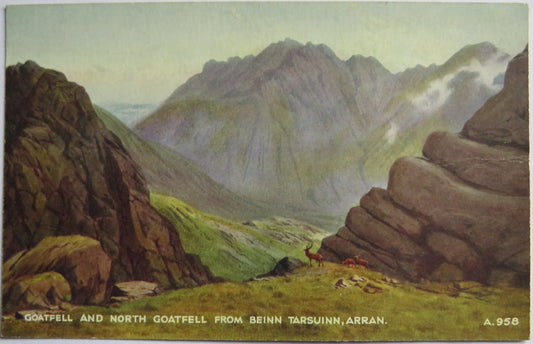 Vintage Postcard of Goatfell and North Goatfell From Beinn Tarsuinn Arran