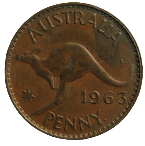 1963 Queen Elizabeth II Australia One Penny Coin