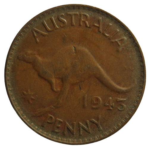 1943 King George VI Australia One Penny Coin