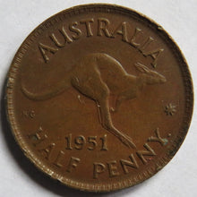 Load image into Gallery viewer, 1951 King George VI Australia Halfpenny Coin
