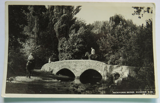 Vintage Postcard of Packhorse Bridge Dunster, 1937 image 1