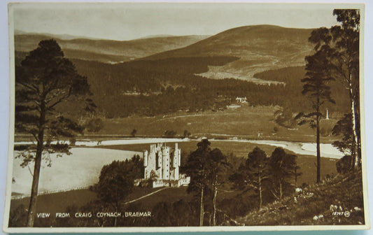 Vintage Postcard of View from Craig Coynach, Braemar - Valentine's "Photo Brown" Postcard image 1