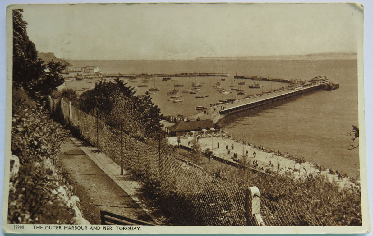 Vintage Postcard of The Outer Harbour and Pier, Torquay, 1956 image 1