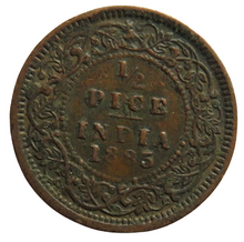 Load image into Gallery viewer, 1885 Queen Victoria India 1/2 Pice Coin Scarce Date
