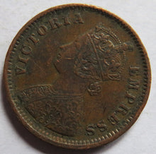 Load image into Gallery viewer, 1885 Queen Victoria India 1/2 Pice Coin Scarce Date
