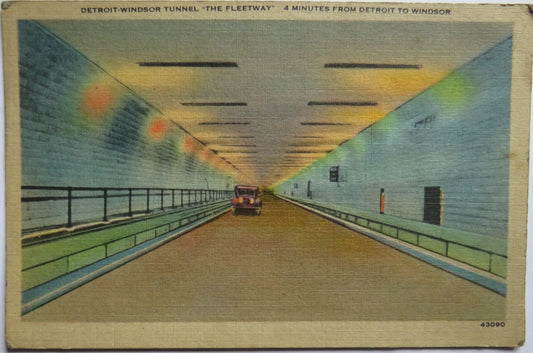 Vintage Postcard of Detroit-Windsor Tunnel "The Fleetway"
