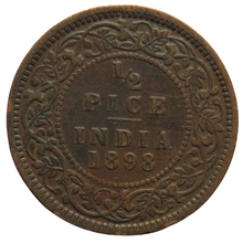 Load image into Gallery viewer, 1898 Queen Victoria India 1/2 Pice Coin
