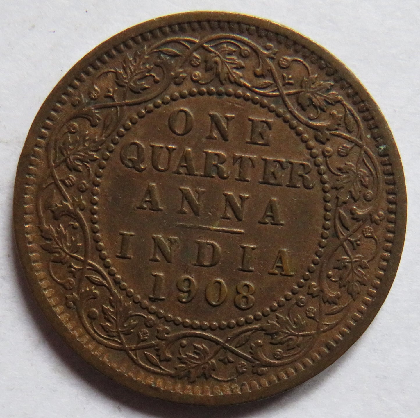 1908 King Edward VII India 1/4 Quarter Anna Coin