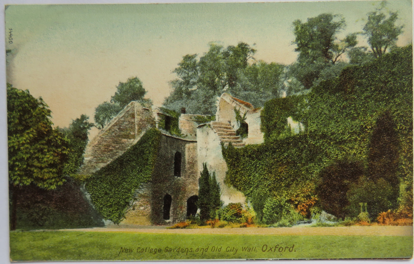 Vintage Postcard of New College Gardens and Old City Wall, Oxford