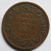 Load image into Gallery viewer, 1910 King Edward VII India 1/4 Quarter Anna Coin
