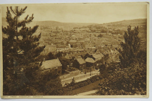 Vintage Postcard of Bath from Magdalen Gardens