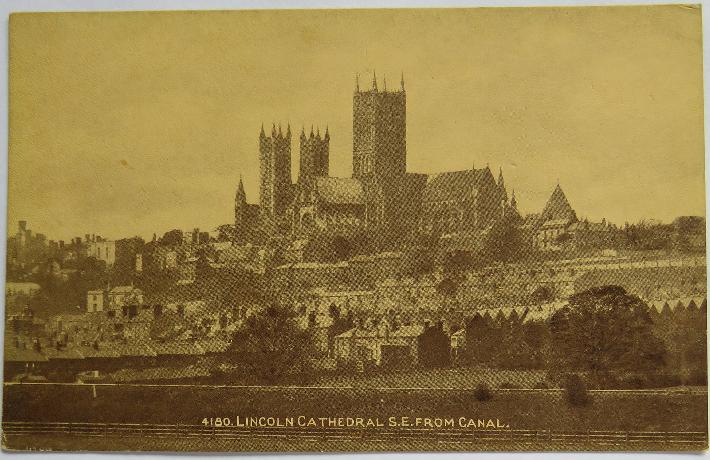 Vintage Postcard of Lincoln Cathedral, S.E. From Canal