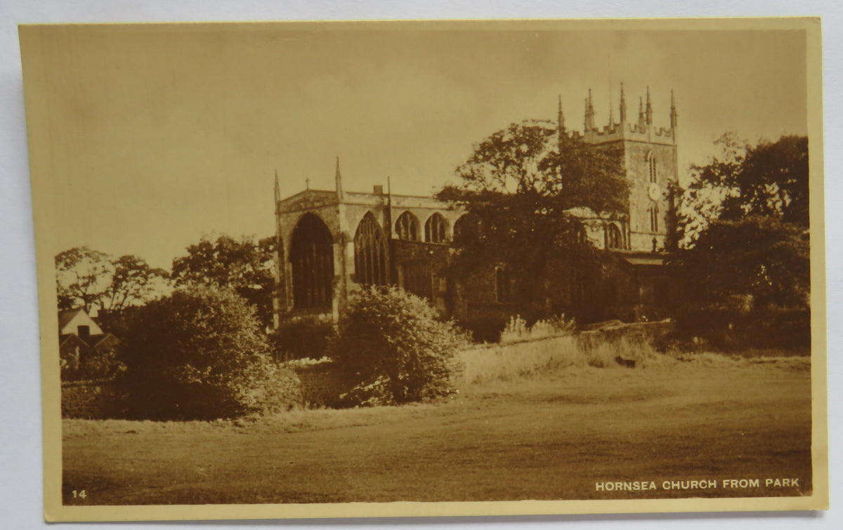 Vintage Postcard of Hornsea Church from Park