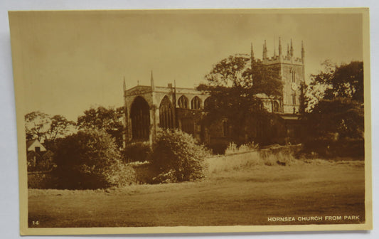 Vintage Postcard of Hornsea Church from Park
