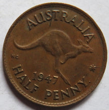 Load image into Gallery viewer, 1947 King George VI Australia Halfpenny Coin
