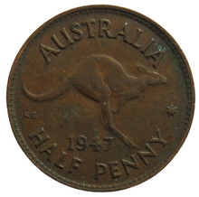 Load image into Gallery viewer, 1947 King George VI Australia Halfpenny Coin
