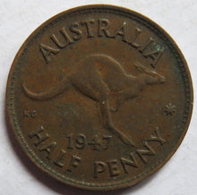 Load image into Gallery viewer, 1947 King George VI Australia Halfpenny Coin
