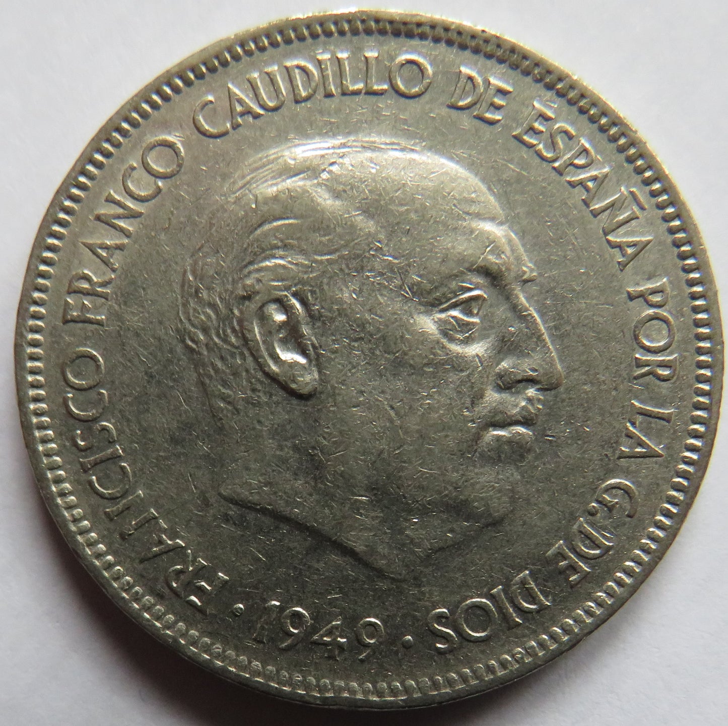1949 Spain 5 Pesetas Coin