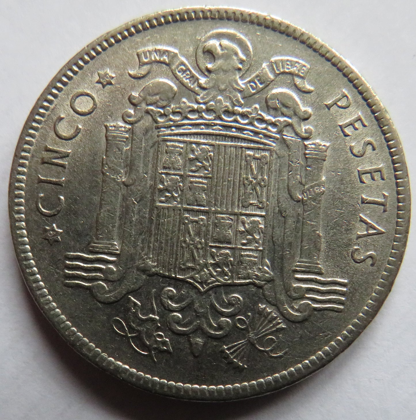 1949 Spain 5 Pesetas Coin