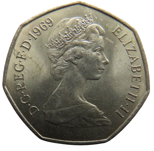 1969 Queen Elizabeth II 50p Fifty Pence Coin In Higher Grade - Great Britain