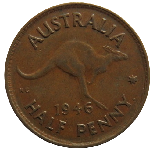 1946 King George VI Australia Halfpenny Coin