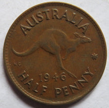 Load image into Gallery viewer, 1946 King George VI Australia Halfpenny Coin
