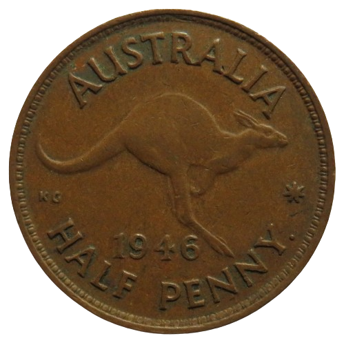 1946 King George VI Australia Halfpenny Coin